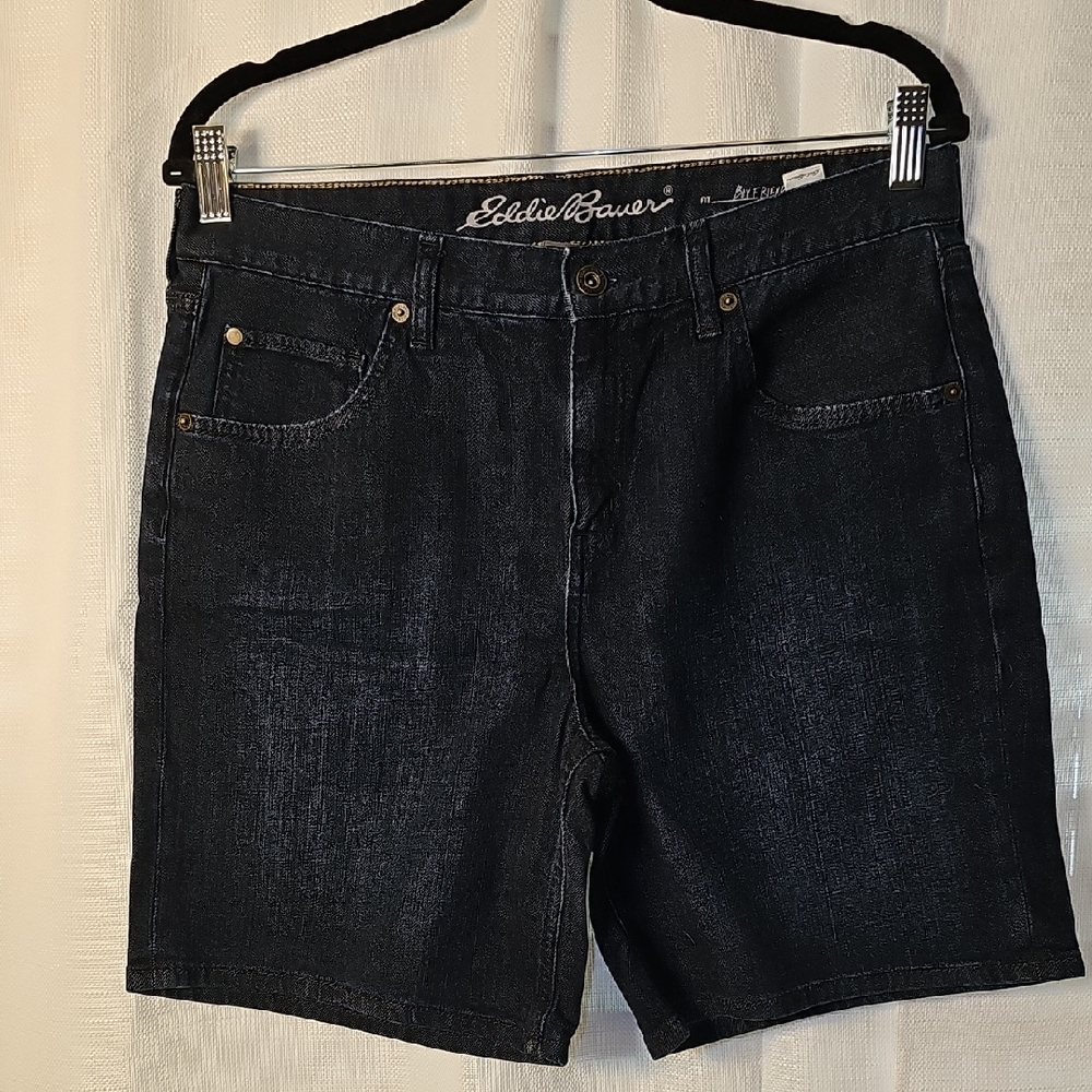 Eddie Bauer Womens Boyfriend Fit Dark Denim Jean Shorts Size 8